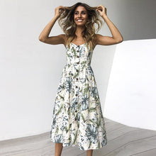 Load image into Gallery viewer, Fashion Sexy Women Sleeveless Backelss Summer Dress 2019 Black White Casual Dress Spaghetti Strap Dresses Button midi Sundress