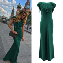 Load image into Gallery viewer, Women Long Maxi Dress Mermaid Ruffles Evening Party Dress Elegant Yellow Green Women Autumn Dress Vestido de Fiesta Robe MC-2870