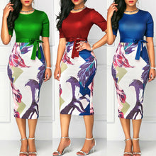 Load image into Gallery viewer, Women Dress Luxury Formal Business Office Slim Dress Midi Tunic Bodycon Sheath Girls Dress 2019 Autumn Casual blue Party Dresses