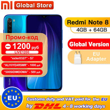 Load image into Gallery viewer, Global Version Xiaomi Redmi Note 8 4GB 64GB Snapdragon 665 Octa Core Smartphone 6.3” 48MP Quad Rear Camera Supports 18W Charger