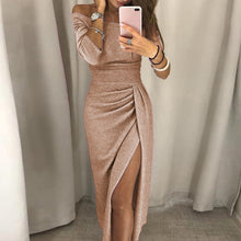 Load image into Gallery viewer, Women Deep V Sequins Wrap Ruched Sleeveless Nightclub Party Dress robe longue femme ete 2019#PY
