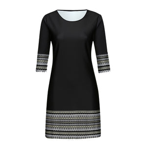 Fashion Women's Casual Vintage Elegant Splice Middle Sleeve Easy Mini Dress elegant  robe femme robe longue femme robe vintage