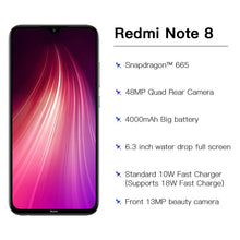 Load image into Gallery viewer, Global Version Xiaomi Redmi Note 8 4GB 64GB Snapdragon 665 Octa Core Smartphone 6.3” 48MP Quad Rear Camera Supports 18W Charger

