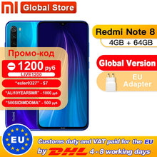 Load image into Gallery viewer, Global Version Xiaomi Redmi Note 8 4GB 64GB Snapdragon 665 Octa Core Smartphone 6.3” 48MP Quad Rear Camera Supports 18W Charger

