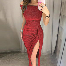 Load image into Gallery viewer, Women Deep V Sequins Wrap Ruched Sleeveless Nightclub Party Dress robe longue femme ete 2019#PY
